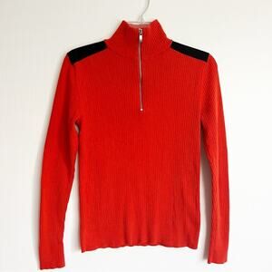 Vintage 90s Y2K Ralph Lauren Active Quarter Zip Orange Black Sweater Med…